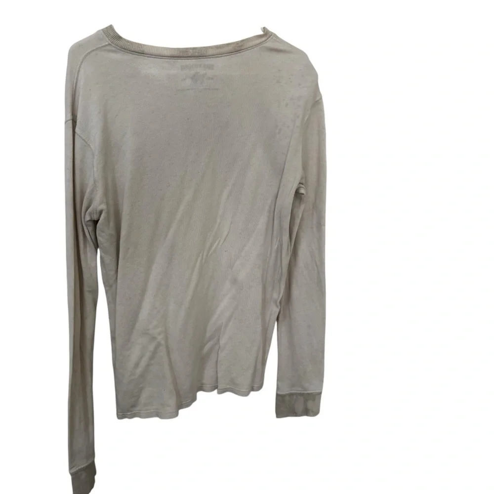 True Religion Beige off white Long-Sleeve cotton linen shirt